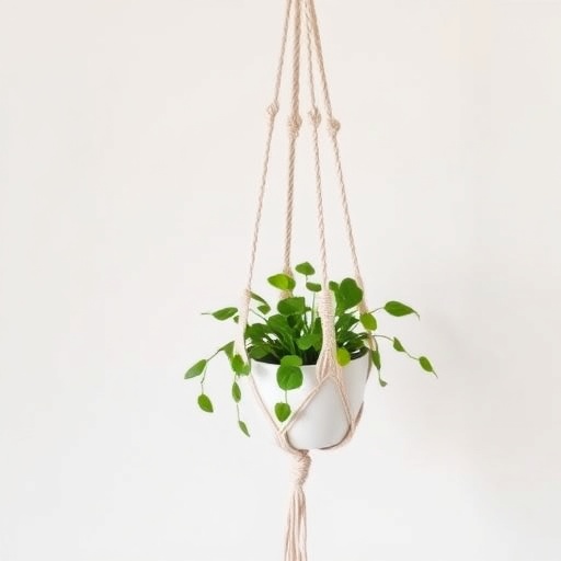 macramé plant hanger with plant