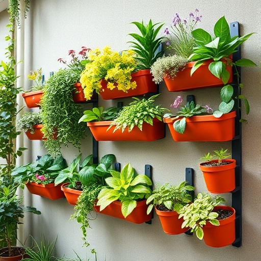 vertical garden with wall-mounted planters
