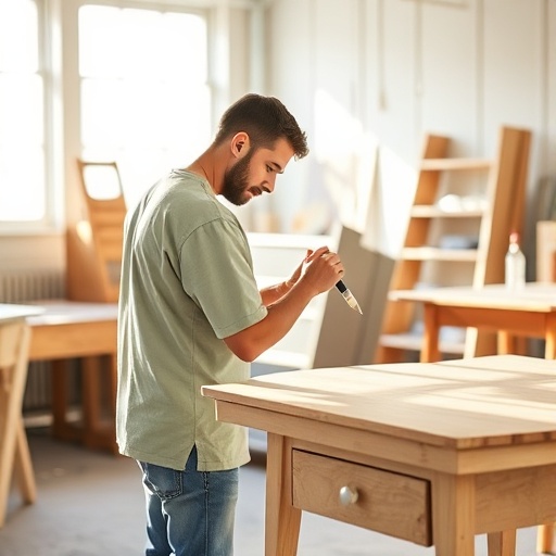 person painting furniture