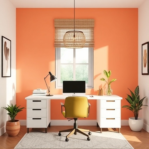 home office with balanced colors