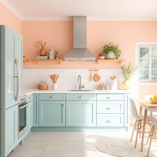 inviting kitchen with soft pastel colors