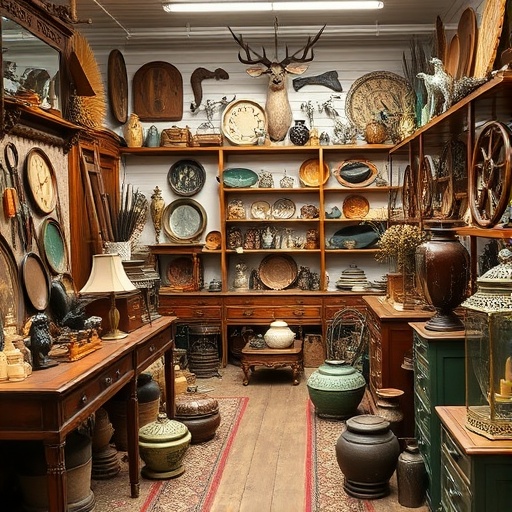 antique shop with vintage hunting decor