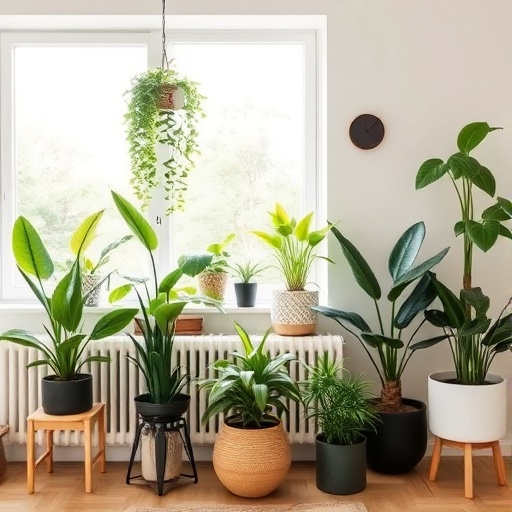 Indoor plants enhancing Scandinavian decor
