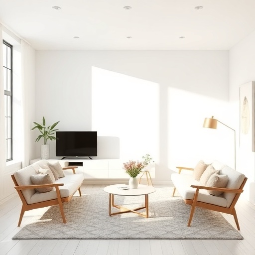 Minimalist Scandinavian furniture in a bright space