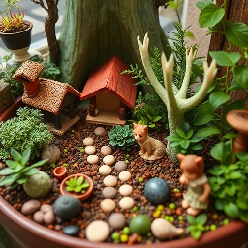 indoor fairy garden with miniatures