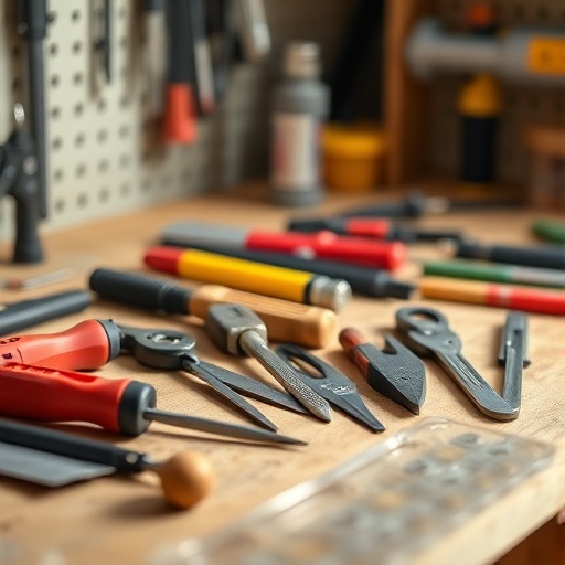 essential DIY tools on a workbench