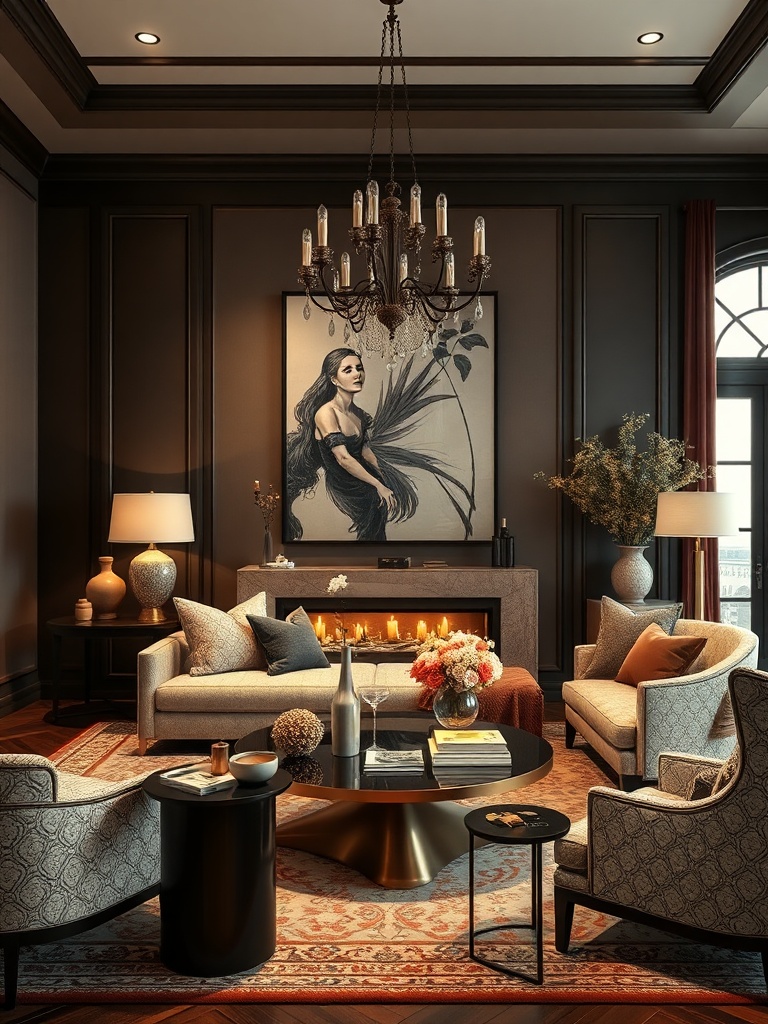 luxurious living room with Hermes decor