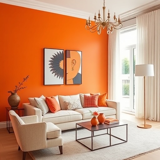 vibrant orange accent wall