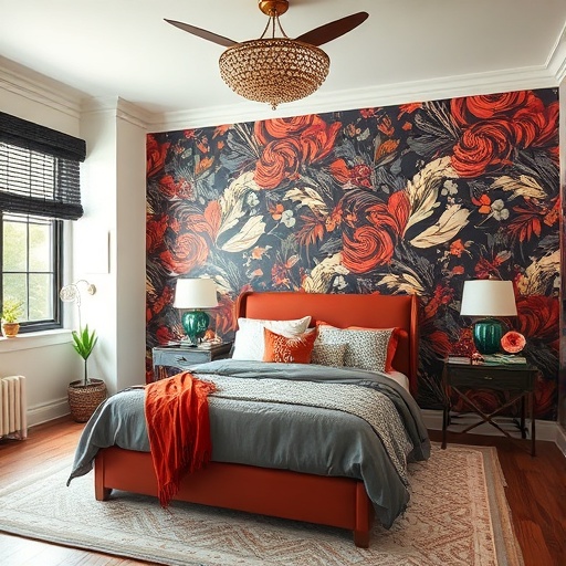 bedroom with an accent wall