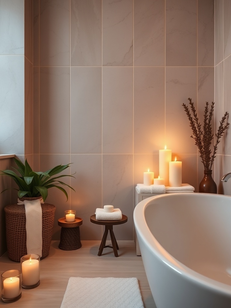 serene bathroom with candles