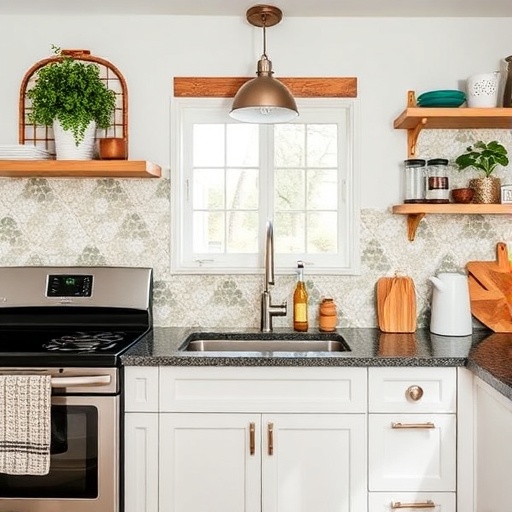 kitchen with peel-and-stick backsplash