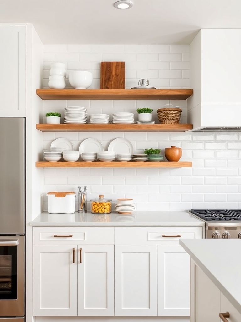 modern kitchen with open shelving