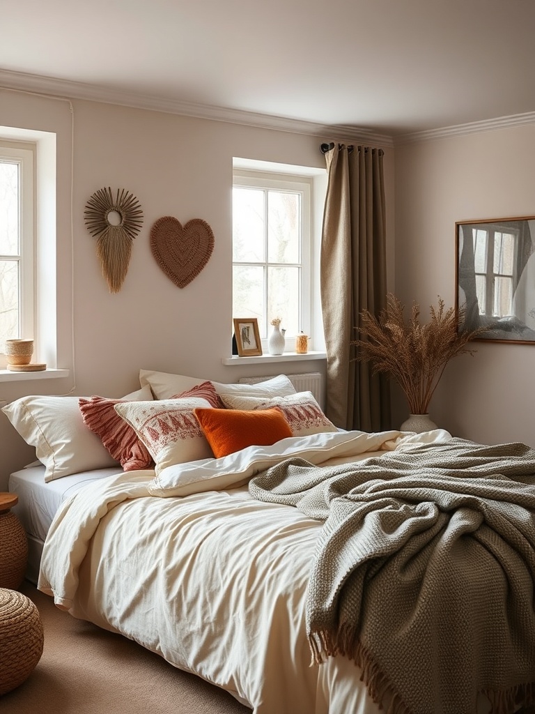 cozy bedroom with soft textiles