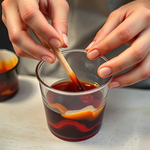 mixing resin in a cup