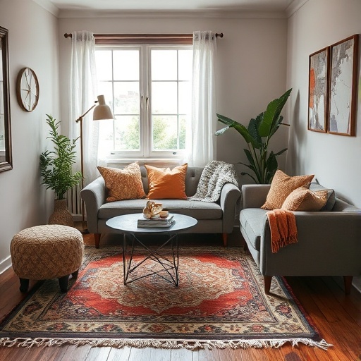 area rug defining a seating area