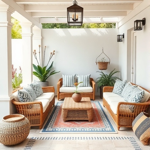 cozy Greek-inspired outdoor space