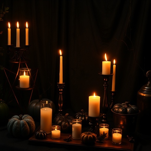Gothic Halloween decor with candles