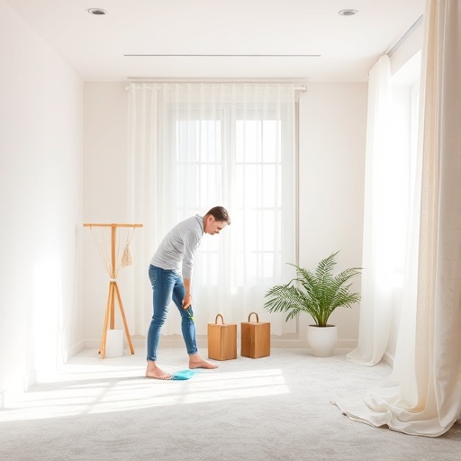 cleaning surfaces in a bright and airy home