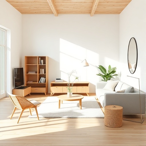 minimalistic furniture in a bright and airy space
