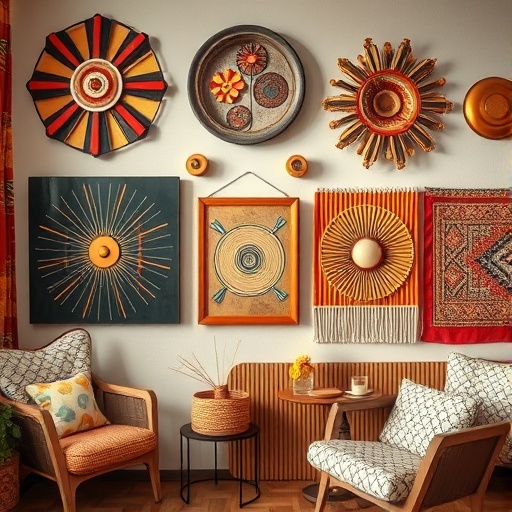 60s-inspired wall art and textiles