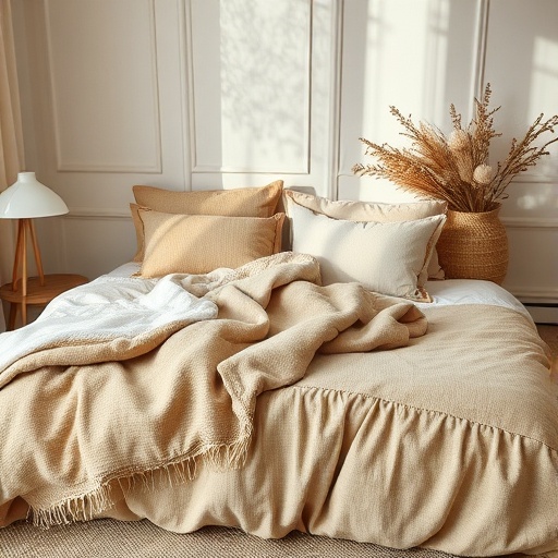 layered textiles on a bed