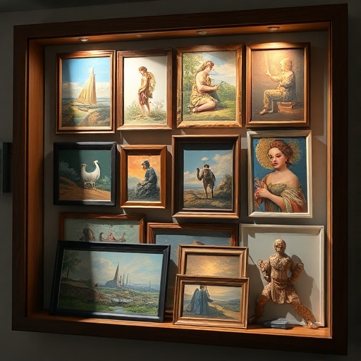 digital frame showcasing various artworks