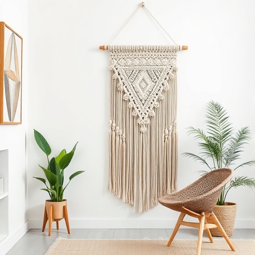 macramé wall hanging adding texture to a room