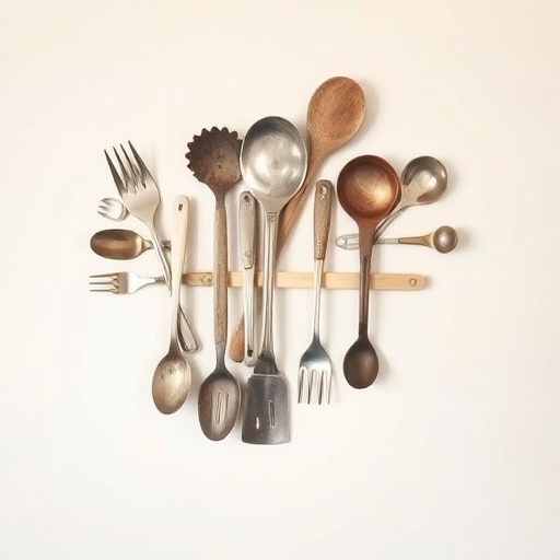 upcycled wall sculpture from kitchen utensils