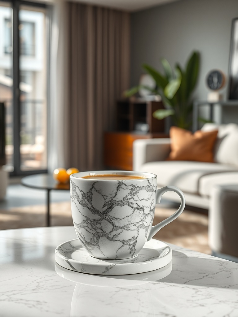 modern marble coffee table in living room