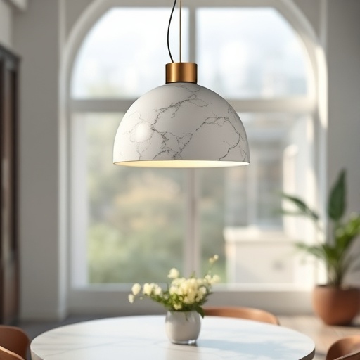 marble pendant light over dining table