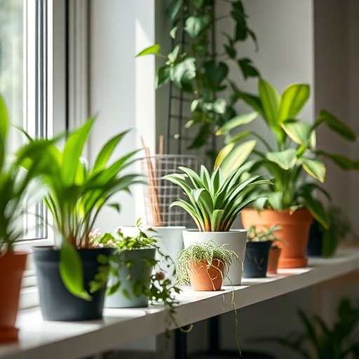 indoor plants on a shelf
