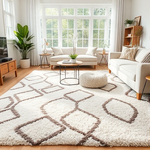playful rug in a living room