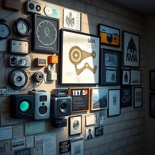 gallery wall with geek art