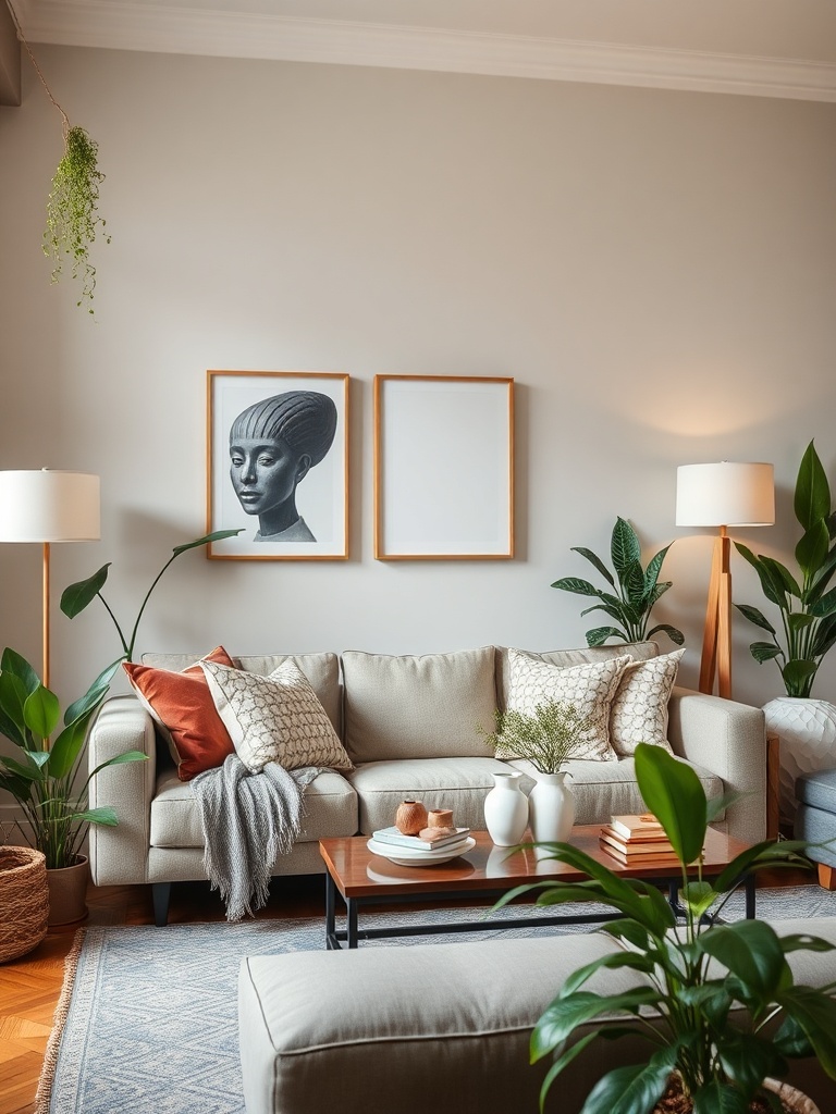 stylish living room with aesthetic decor