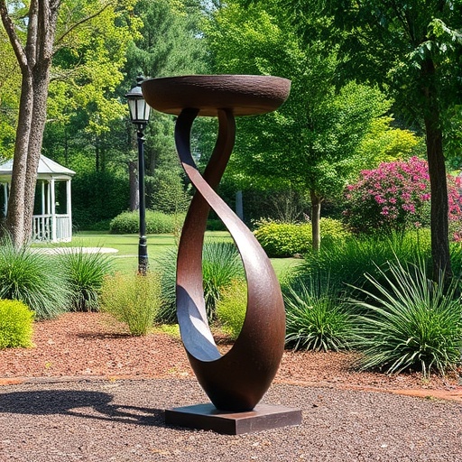 metal sculpture in a garden