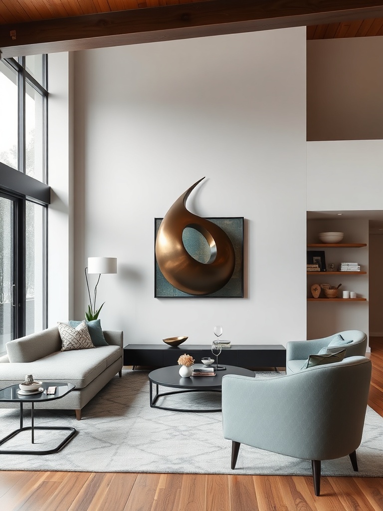 modern sculpture in a living room