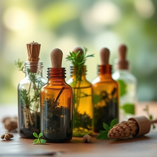 handcrafted potion bottles with herbs
