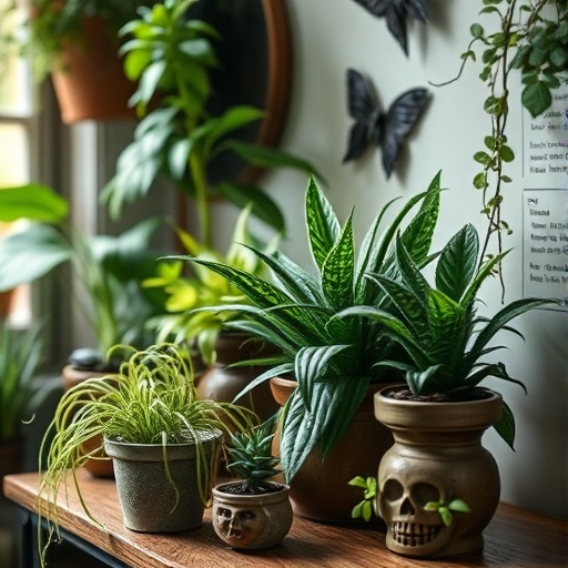 plants enhancing a witchy home decor