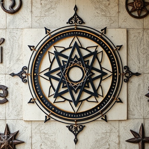 wall art with mystical symbols