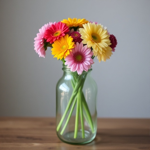 upcycled jar with flowers