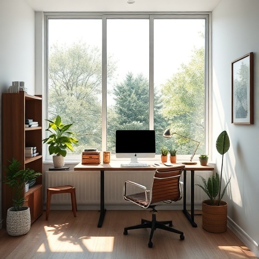 home office with natural light