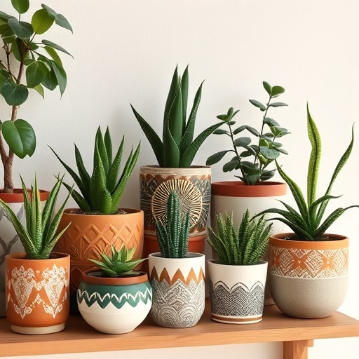 decorative pots with plants