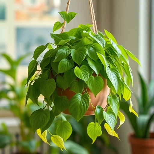 pothos plant in a hanging pot