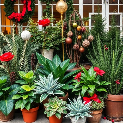 seasonal houseplants with decorations