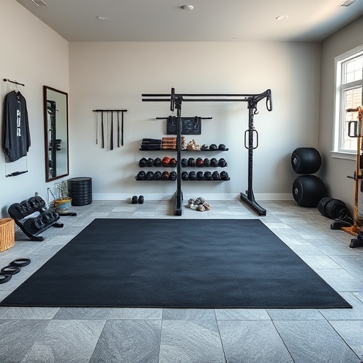 home gym with defined workout zones