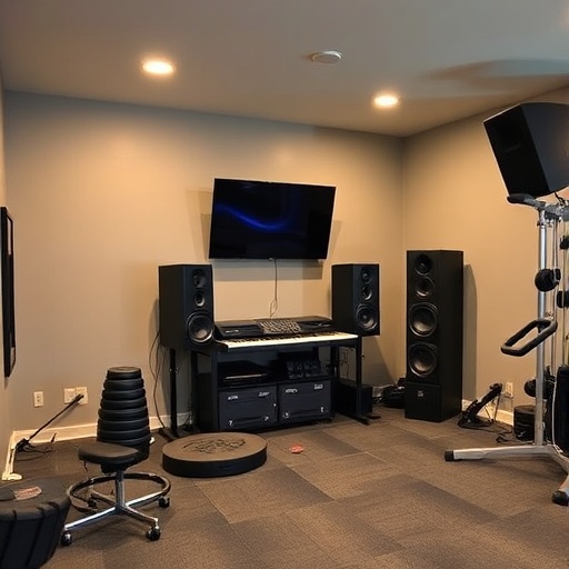 home gym with sound system