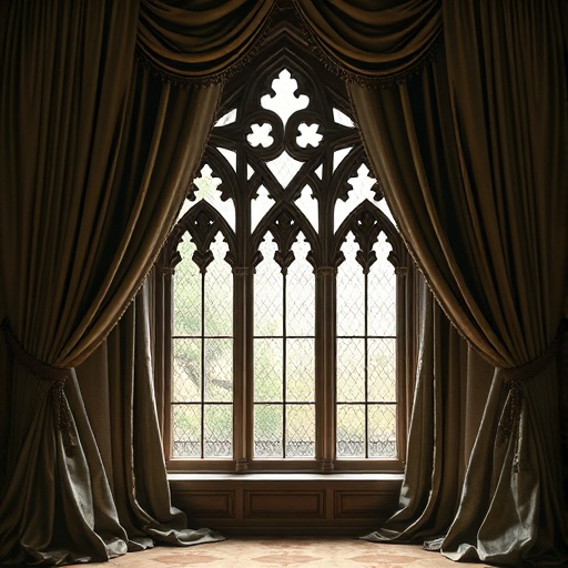 Luxurious window treatments in Victorian Gothic style