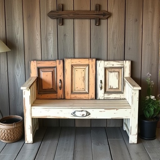 bench created from discarded doors