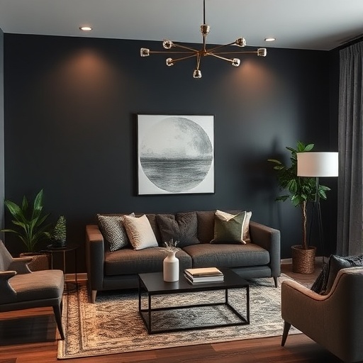 dark accent wall in living room