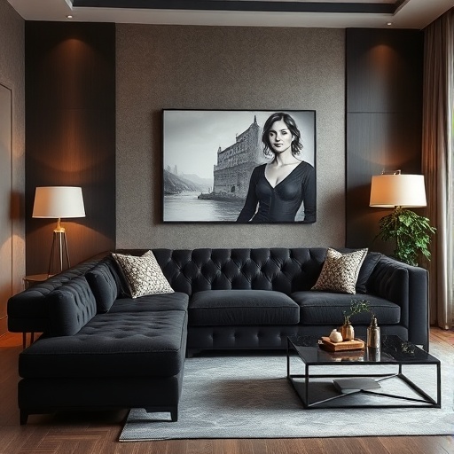 dark sofa in living room